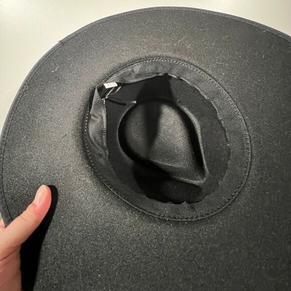 Felt Black Wide Brim Hat Boutique Witchy Aesthetic - Picture 5 of 6